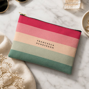 Kleurblok Horizontale Streep Roze & Groen Monogram Etui