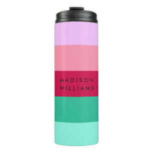 Kleurblok Horizontale Streep Viva Magenta Lente Thermosbeker