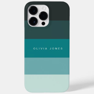 Kleurblok Horizontale streep zwart & Blauwgroen Case-Mate iPhone 14 Pro Max Hoesje