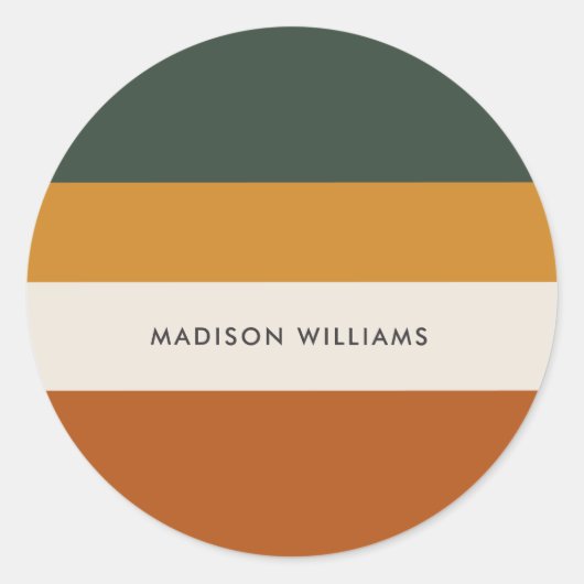 Kleurblok Horizontale Stripe Classic Round Sticke Ronde Sticker (Voorkant)