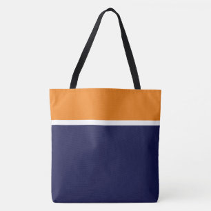Kleurblok in oranje, wit en marineblauw met modern draagtas