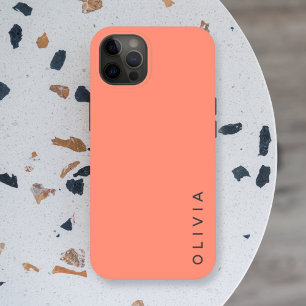 Kleurblok   Koraalroze Minimale Eenvoudige naam iPhone 16 Pro Hoesje