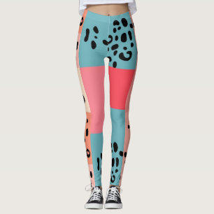 Kleurblok Leopard-afdrukpatroon Leggings