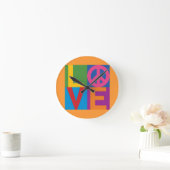 Kleurblok LOVE=Peace Wall-klok Ronde Klok (Huis)