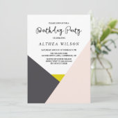Kleurblok | Modern Birthday Party Invitation Kaart (Staand voorkant)