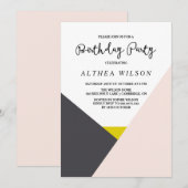 Kleurblok | Modern Birthday Party Invitation Kaart (Voorkant / Achterkant)
