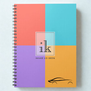 Kleurblok Monogram Notitieboek met Auto Lijntekeni