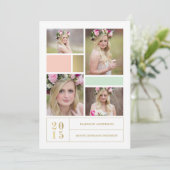 Kleurblok Roze en Mint  | Uitnodiging tot Afstuder (Staand voorkant)