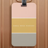 Kleurblok Roze Goud Grijze Stripe Monogram Bagagelabel