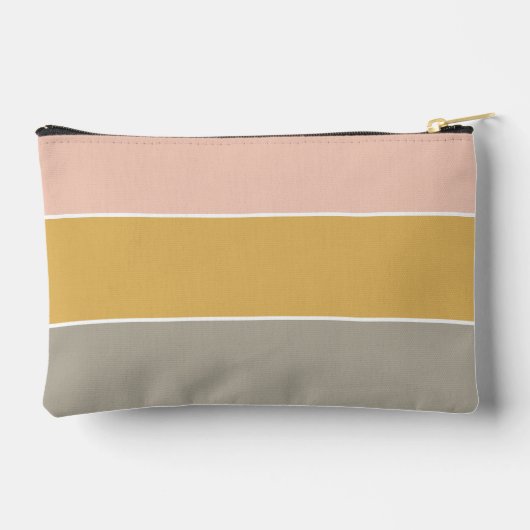 Kleurblok Roze Goud Grijze Stripe Monogram Etui (Achterkant)