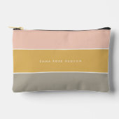 Kleurblok Roze Goud Grijze Stripe Monogram Etui (Voorkant)