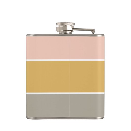 Kleurblok Roze Goud Grijze Stripe Monogram Heupfles (Achterkant)