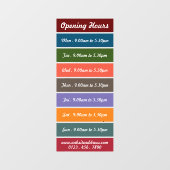 Kleurblok stijl openingsuren raamsticker (Vel)