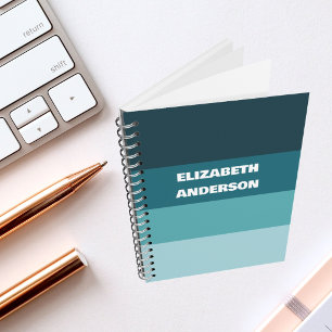 Kleurblok Teal Horizontale Streep Notitieboek