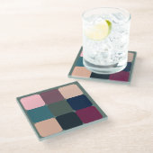 Kleurblokjes Glazen Onderzetter (Schuin)