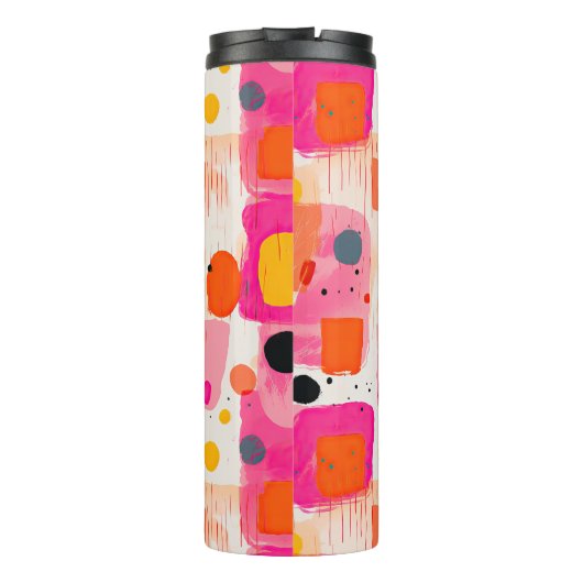 Kleurblokken Abstract patroon Mid Century Modern Thermosbeker (Achterkant)