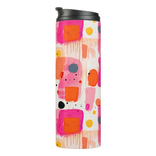 Kleurblokken Abstract patroon Mid Century Modern Thermosbeker (Geroteerd rechts)