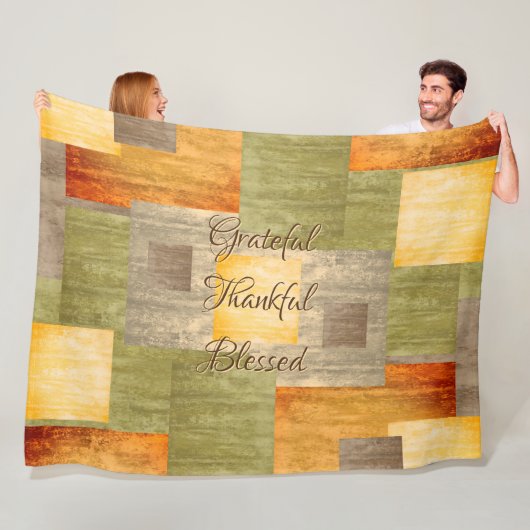 Kleurblokken herfst fleece deken (In situ)