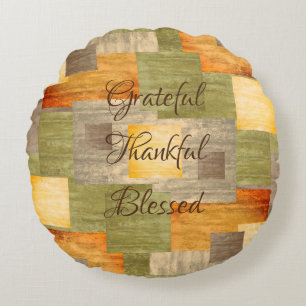 Kleurblokken herfst rond kussen