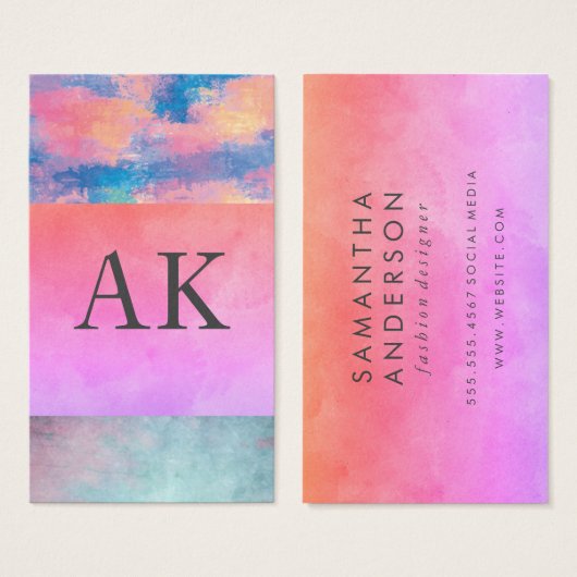 Kleurblokken waterverf visitekaartje (Voorkant /achterkant)