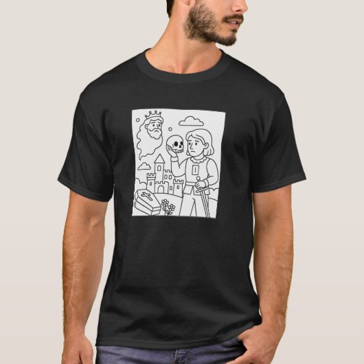 Kleurboek Hamlet Ghost Yorick Castle Shakespea T-shirt (Voorkant)