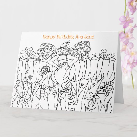 Kleurboek Happy Birthday Kaart Custom Name (Orchidee)