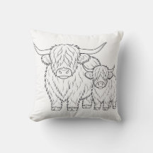 Kleurboek Kussen met Schotse Hooglanders