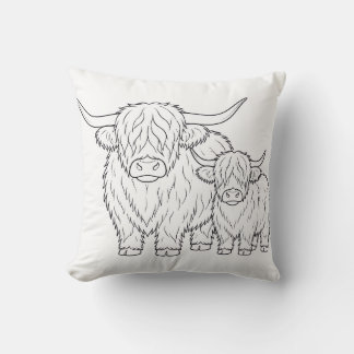 Kleurboek Kussen met Schotse Hooglanders