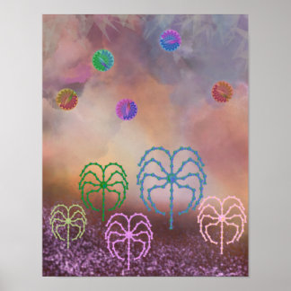Kleurbos en wolken poster