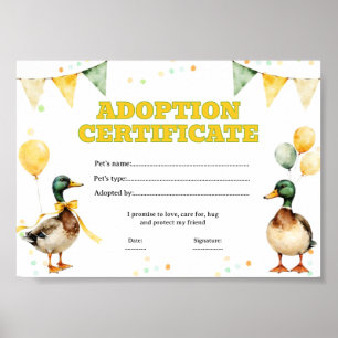 Kleurcertificaat voor het adopteren van een wilde poster