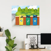 Kleurcodering Afvalscheiding Recycling Bins Poster (Thuiskantoor)