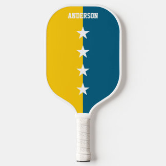 Kleuren Blauw & Maïs Geel Monogram Pickleball Paddle