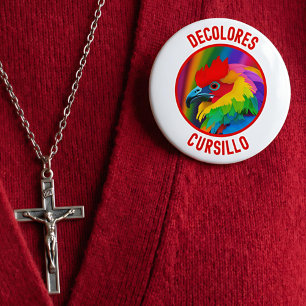 Kleuren Cursillo Kleurrijke Haan Levensechte Regen Ronde Button 4,0 Cm