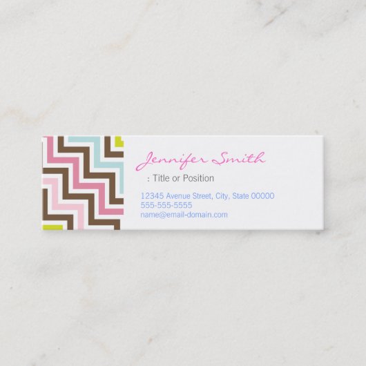 Kleuren Diagonaal zigzag Chevron Patroon Mini Visitekaartje (Voorkant)