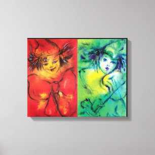 KLEUREN IN RODE EN GROENEN CANVAS AFDRUK