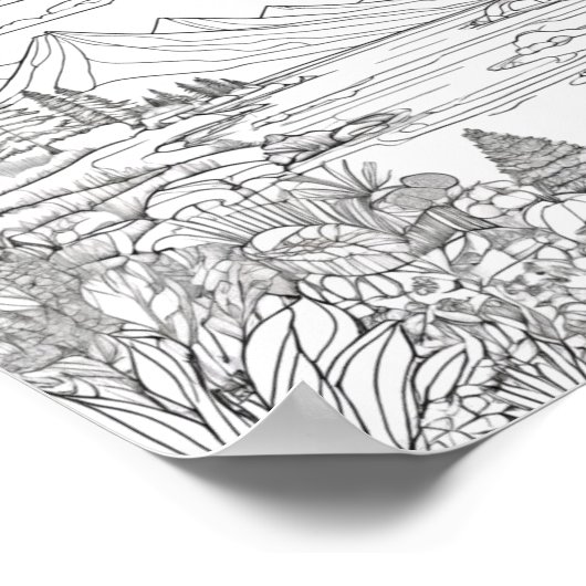 Kleuren Landschap Lake Mountains landschap in kleu Poster (Hoek)