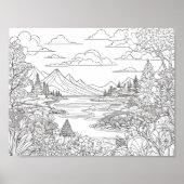 Kleuren Landschap Lake Mountains landschap in kleu Poster (Voorkant)