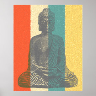  kleuren mediterende Boeddha Poster