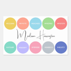Kleuren met Hex Codes Custom Name Designer Rechthoekige Sticker