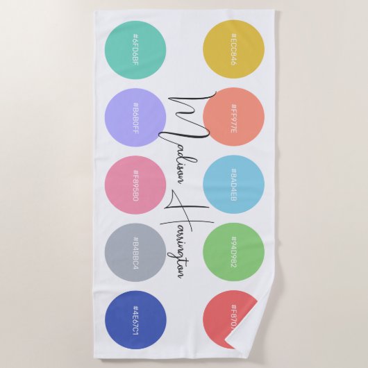 Kleuren met Hex Codes Custom Name Designer Strandlaken (Voorkant)
