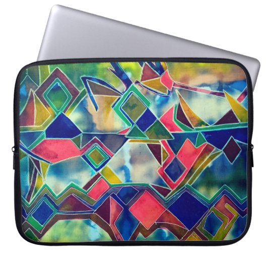 Kleuren patroon laptop sleeve (Voorkant)