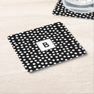 kleuren Polka dots monogram Vierkante Kartonnen Onderzetter