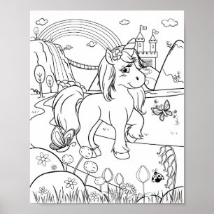 Kleuren Schattigee Eenhoorn Kinder Poster