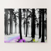 Kleuren Sluipen in zwart-wit Silhouet Forest Legpuzzel (Horizontaal)
