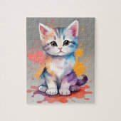 Kleuren Splash Waterverf Cat Legpuzzel (Verticaal)