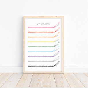 Kleuren tekenen met kleurpotloden - Educatief Post Poster