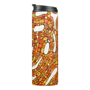Kleuren uit de jaren 70 Rood Oranje Geel Abstract Thermosbeker