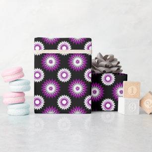 Kleuren van aseksualiteitstrots / zwarte bloem cadeaupapier