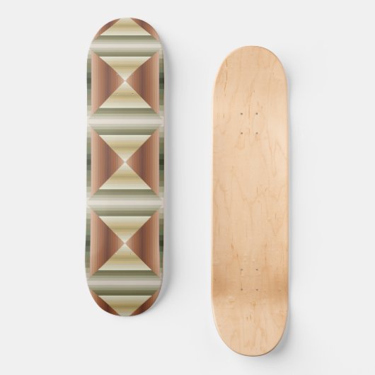 Kleuren van bruin, groen en gestreepte patroonkuns skateboard (Voorkant)