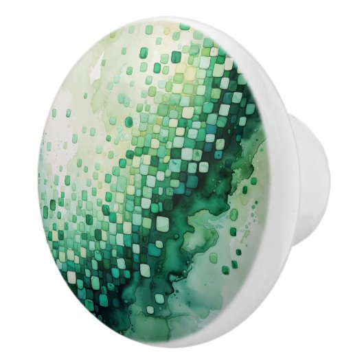 Kleuren van groene Waterverf Checkerboard Pleinen Keramische Knop (Rechts)